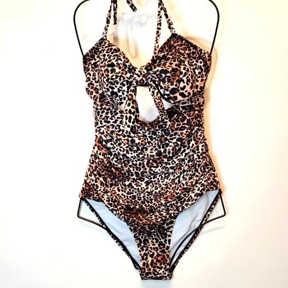 Generic Other - New Cheetah Print One Piece Swimsuit Animal Print Halter Tie 682 Size M